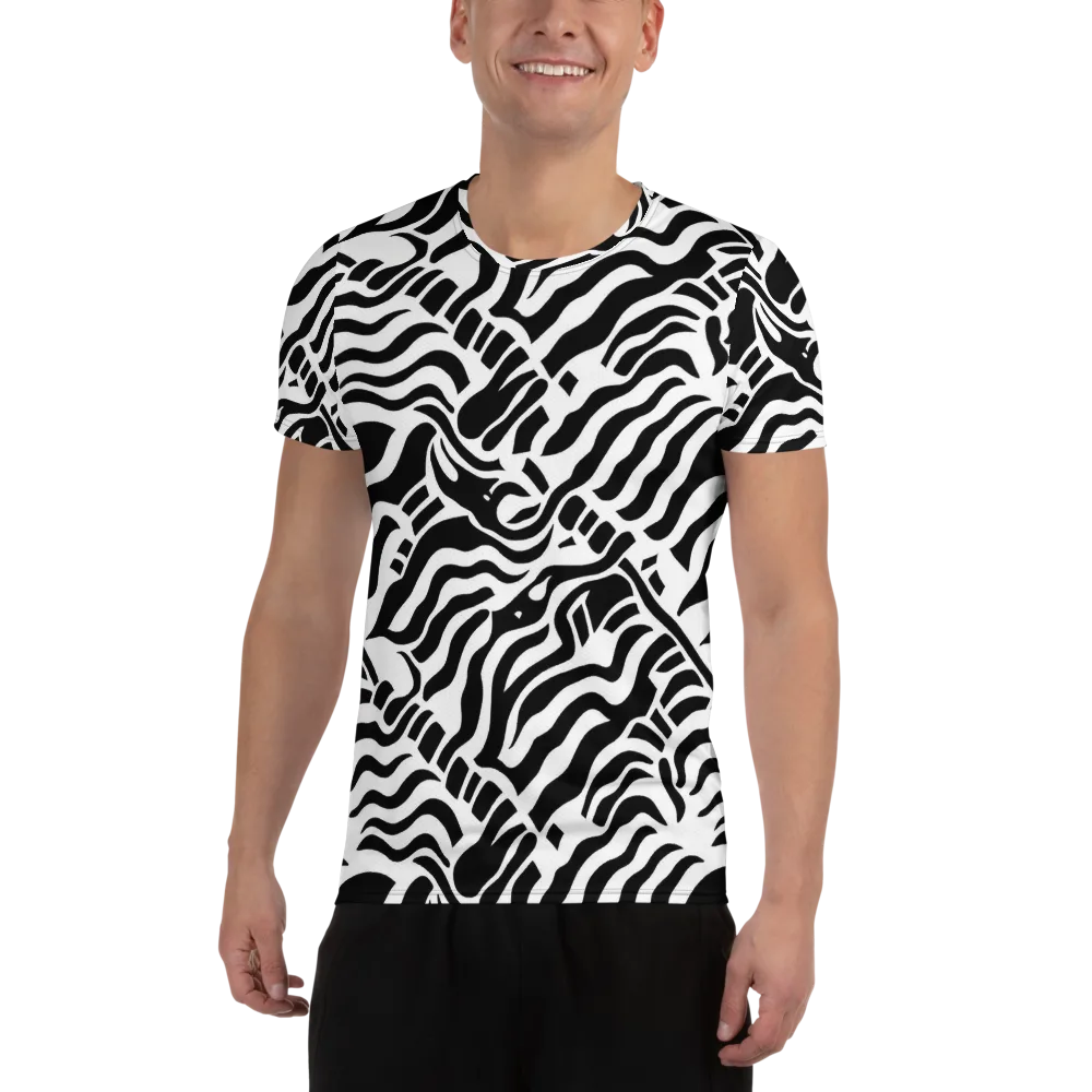 Noir Stripes on Men's Athletic T-Shirt — Front