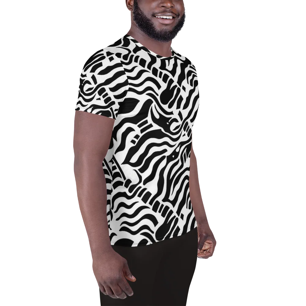 Noir Stripes on Men's Athletic T-Shirt — Right