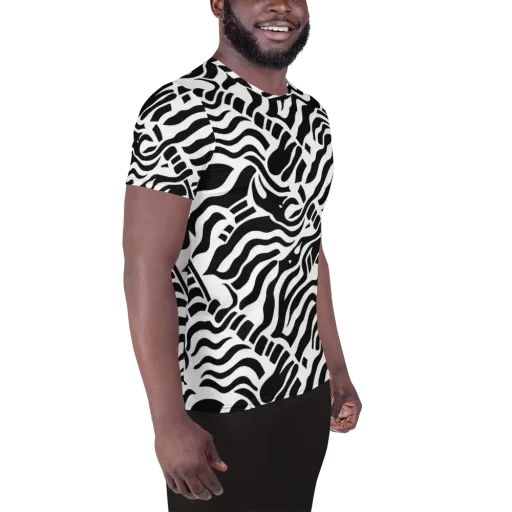 Noir Stripes on a Men's Athletic T-Shirt