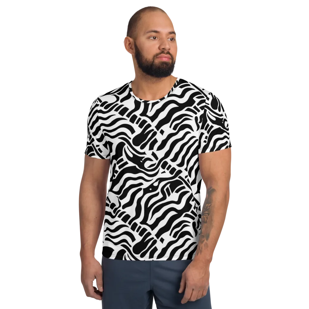 Noir Stripes on Men's Athletic T-Shirt — Front