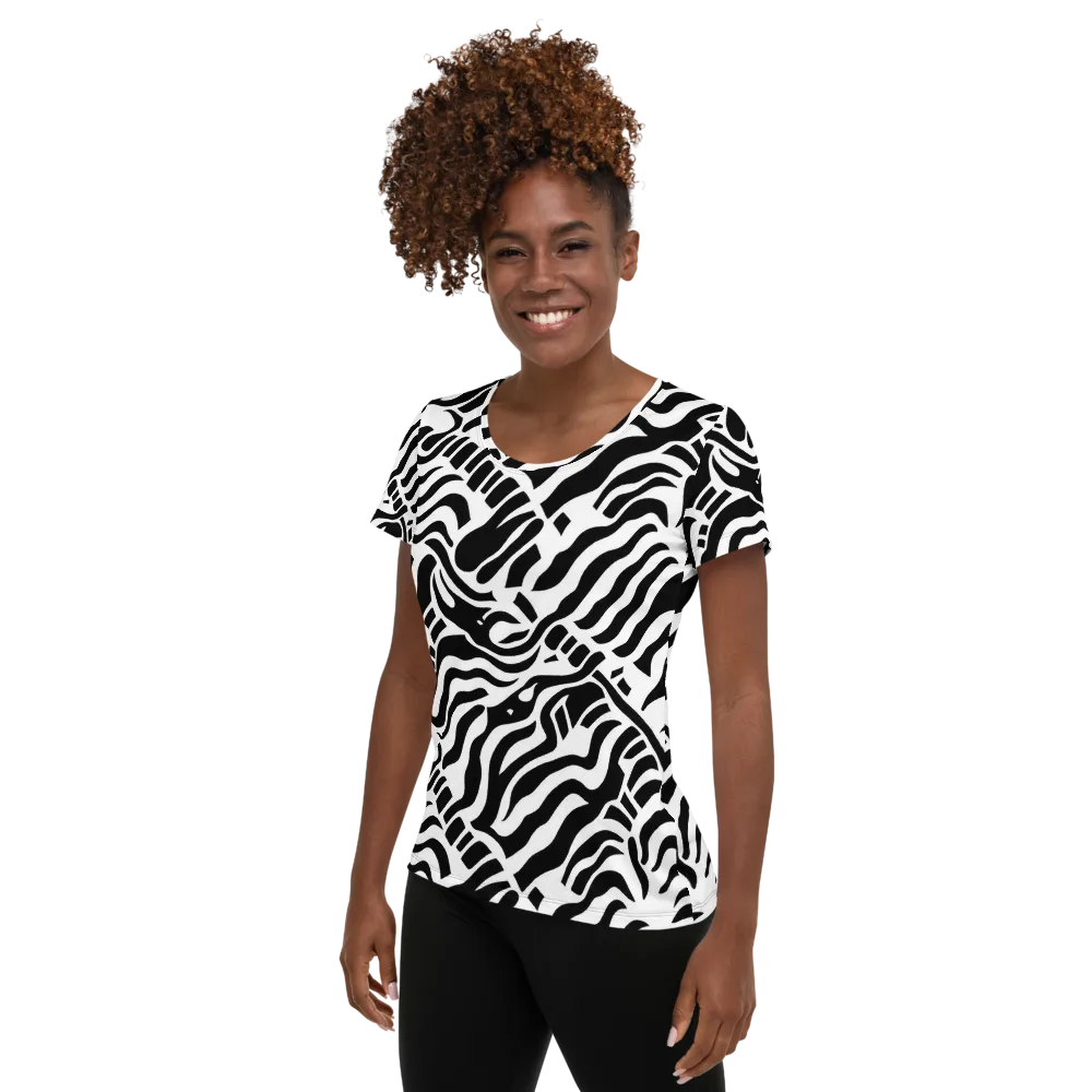 Noir Stripes on Women's Athletic T-Shirt — Left
