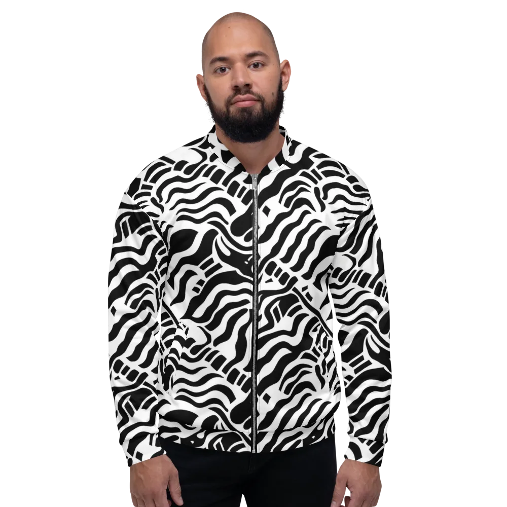 Noir Stripes on Bomber Jacket — Front