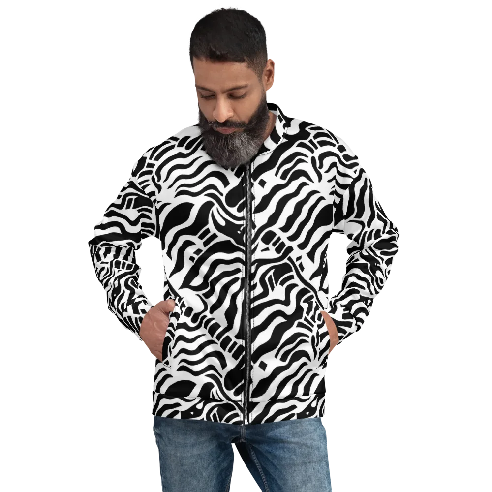 Noir Stripes on Bomber Jacket — Front