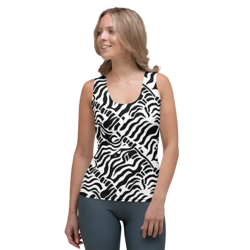 Noir Stripes on a Women's Tank Top