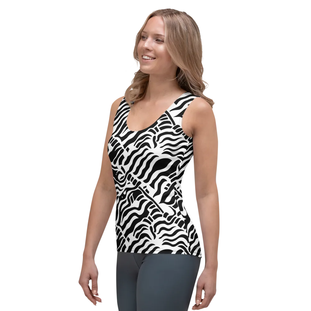 Noir Stripes on Women's Tank Top — Left Front