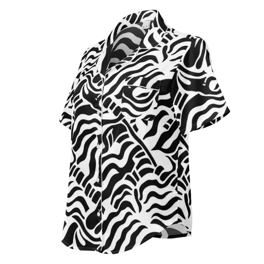 Noir Stripes on Women's Short Sleeve Pajama Top — Left Front