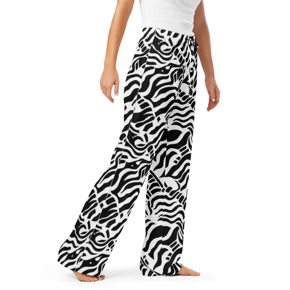 Noir Stripes on Women's Pajama Pants — Right Front