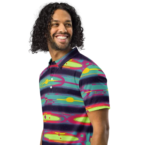 Astro Pop on a Men's Slim Fit Polo Shirt