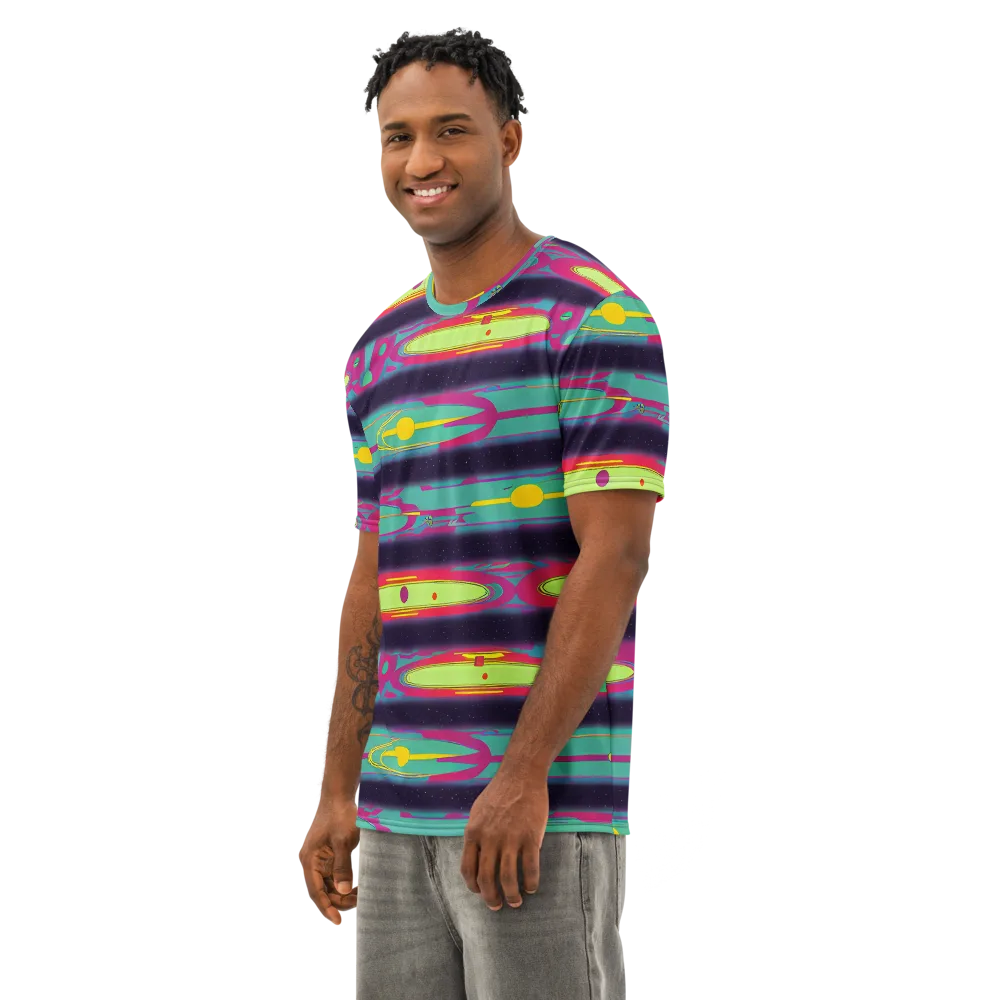 Astro Pop on Men's Cotton Crew Neck T-Shirt — Left Front