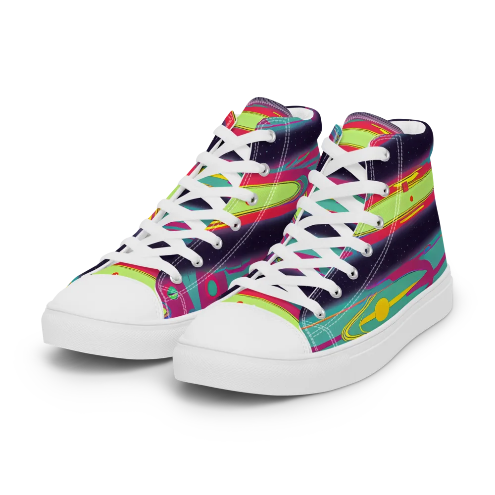 Astro Pop on Women's High Top Canvas Shoes — Left Front