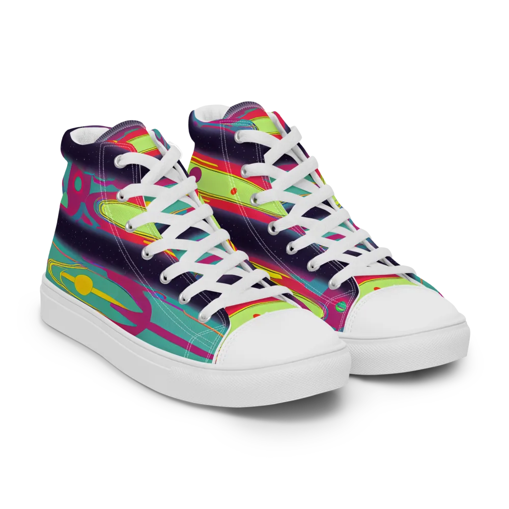 Astro Pop on Women's High Top Canvas Shoes — Right Front