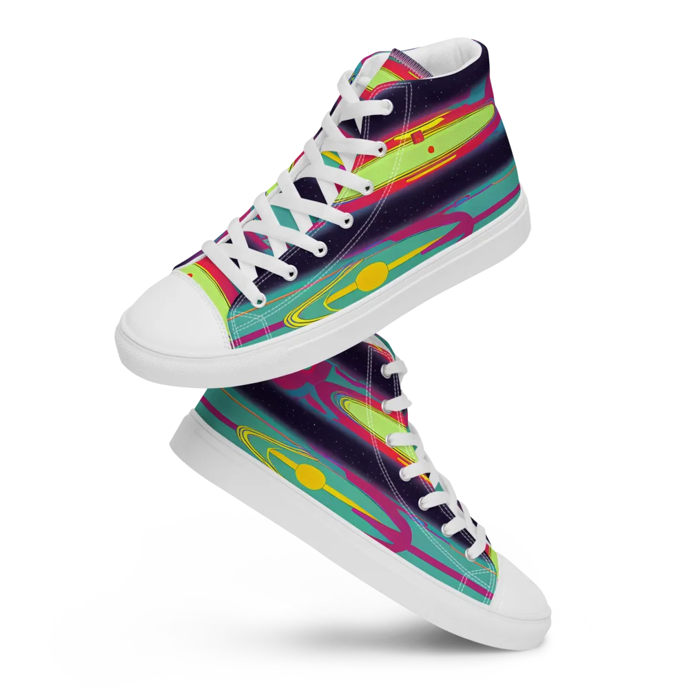 Astro Pop on Women's High Top Canvas Shoes — Front