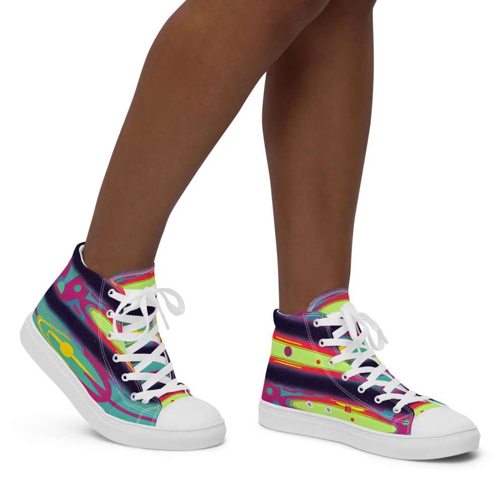 Astro Pop on Women's High Top Canvas Shoes — Right