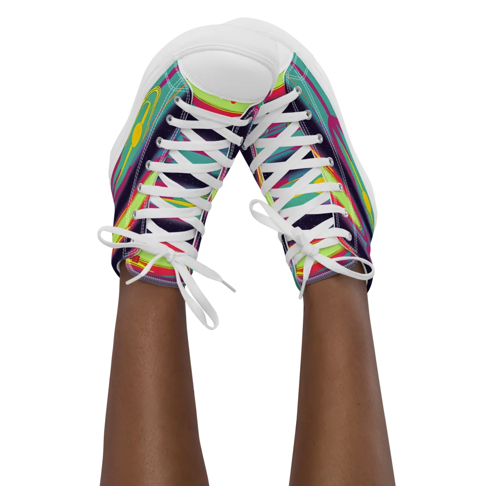 Astro Pop on Women's High Top Canvas Shoes — Front
