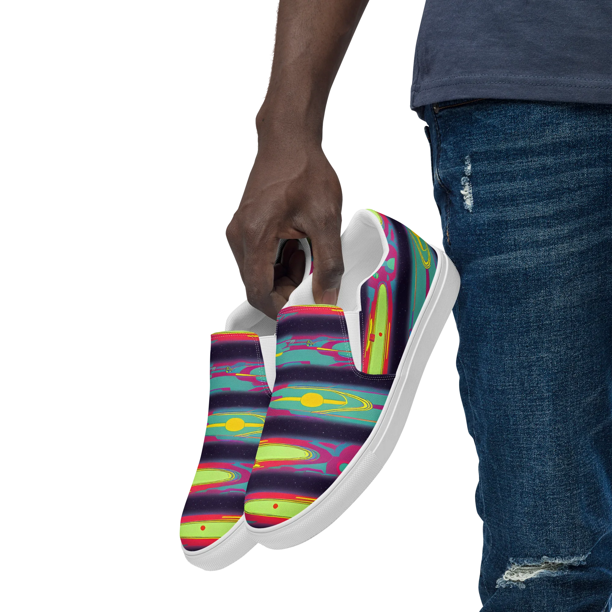 Astro Pop on Men's Slip-On Canvas Shoes — Left Front
