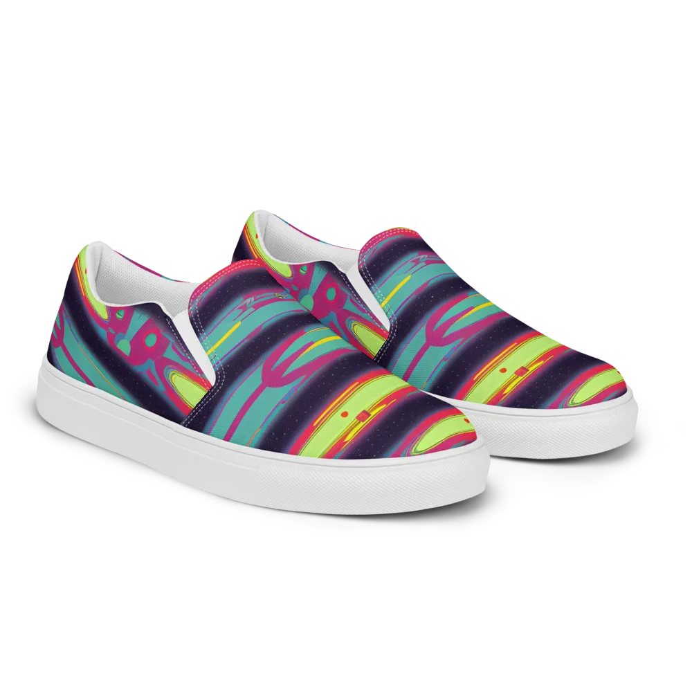 Astro Pop on Women's Slip-On Canvas Shoes — Right Front