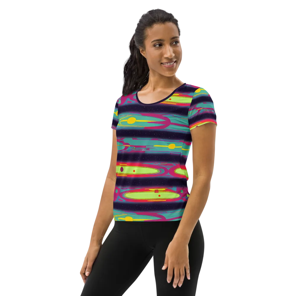 Astro Pop on Women's Athletic T-Shirt — Left