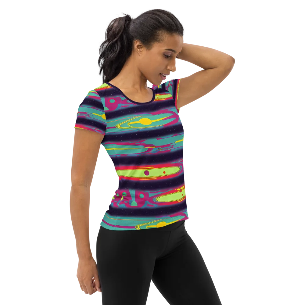 Astro Pop on Women's Athletic T-Shirt — Right