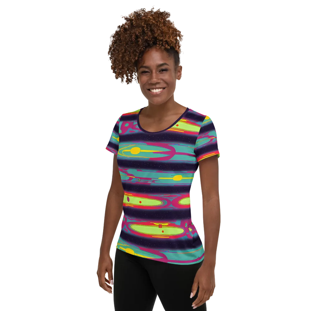 Astro Pop on Women's Athletic T-Shirt — Left