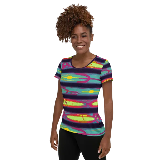 Astro Pop on a Women's Athletic T-Shirt