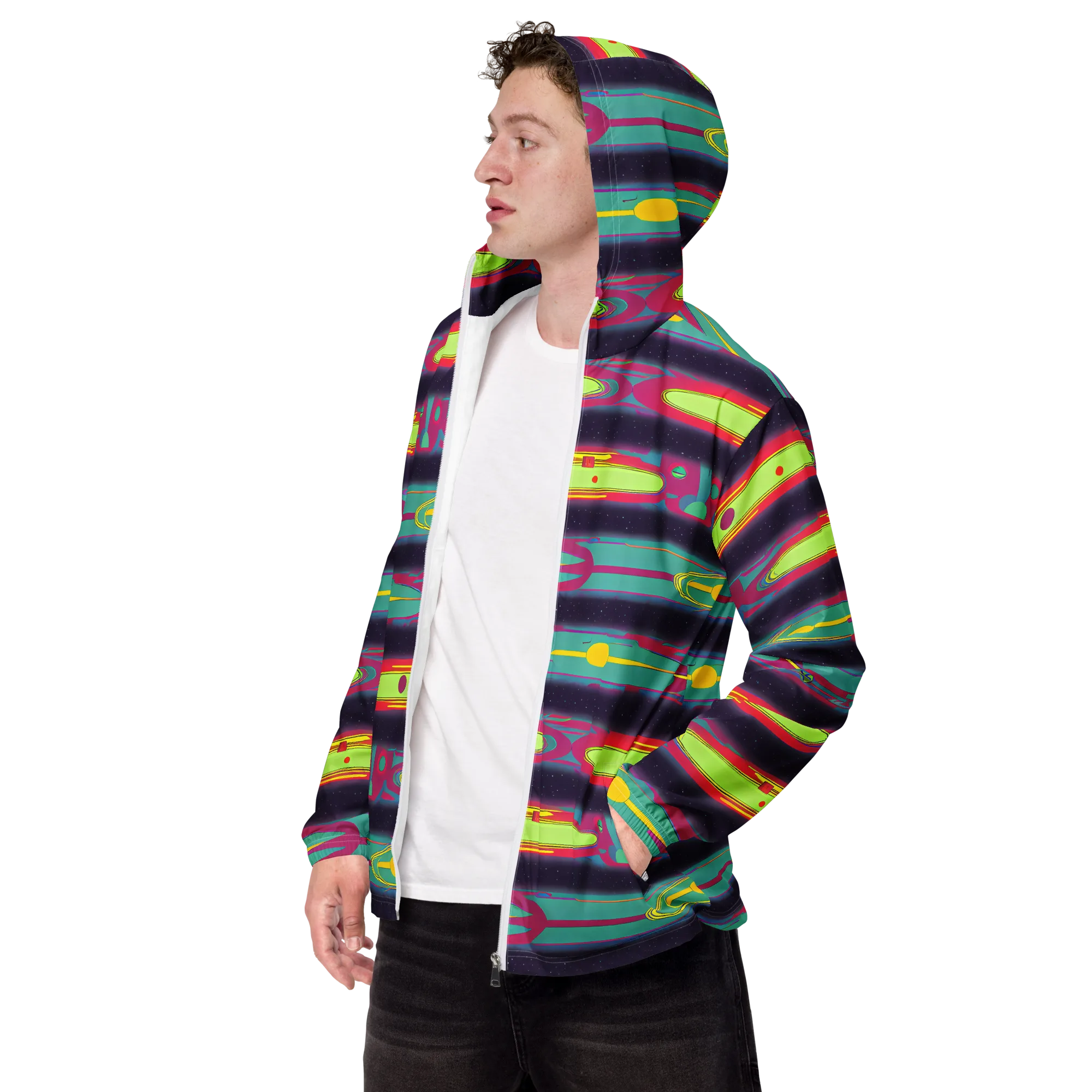 Astro Pop on Men's Windbreaker — Left Front