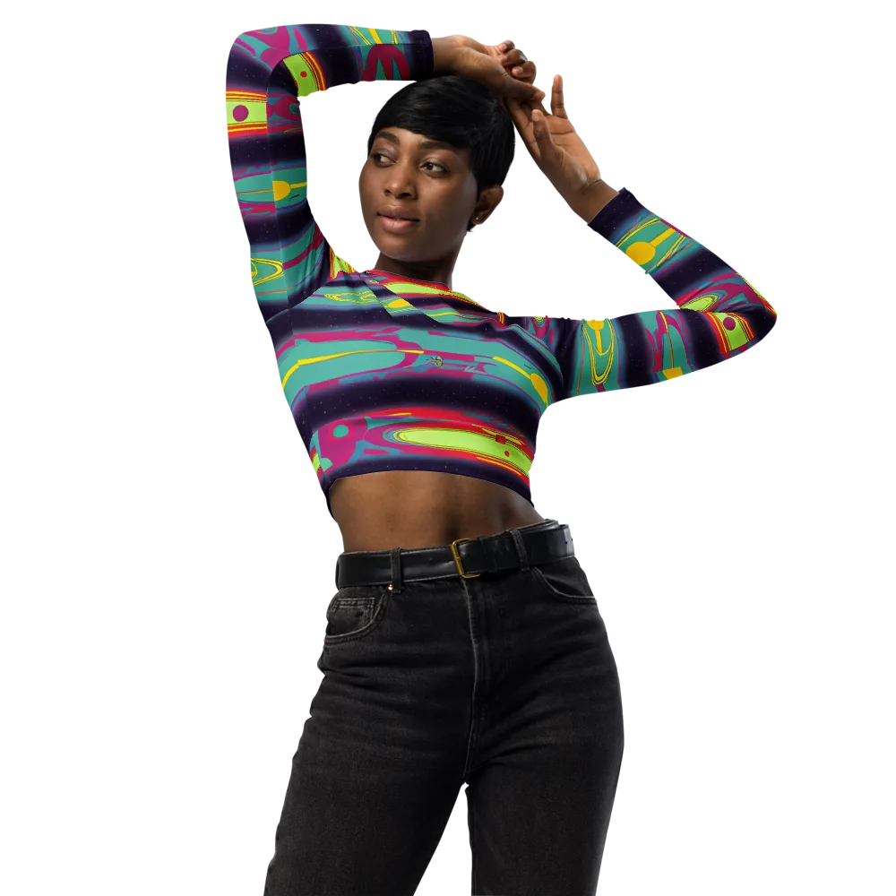 Astro Pop on Long Sleeve Crop Top — Front