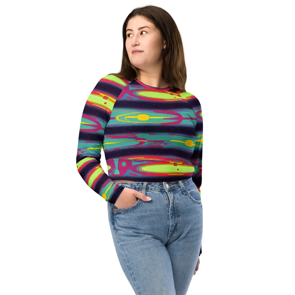 Astro Pop on Long Sleeve Crop Top — Front