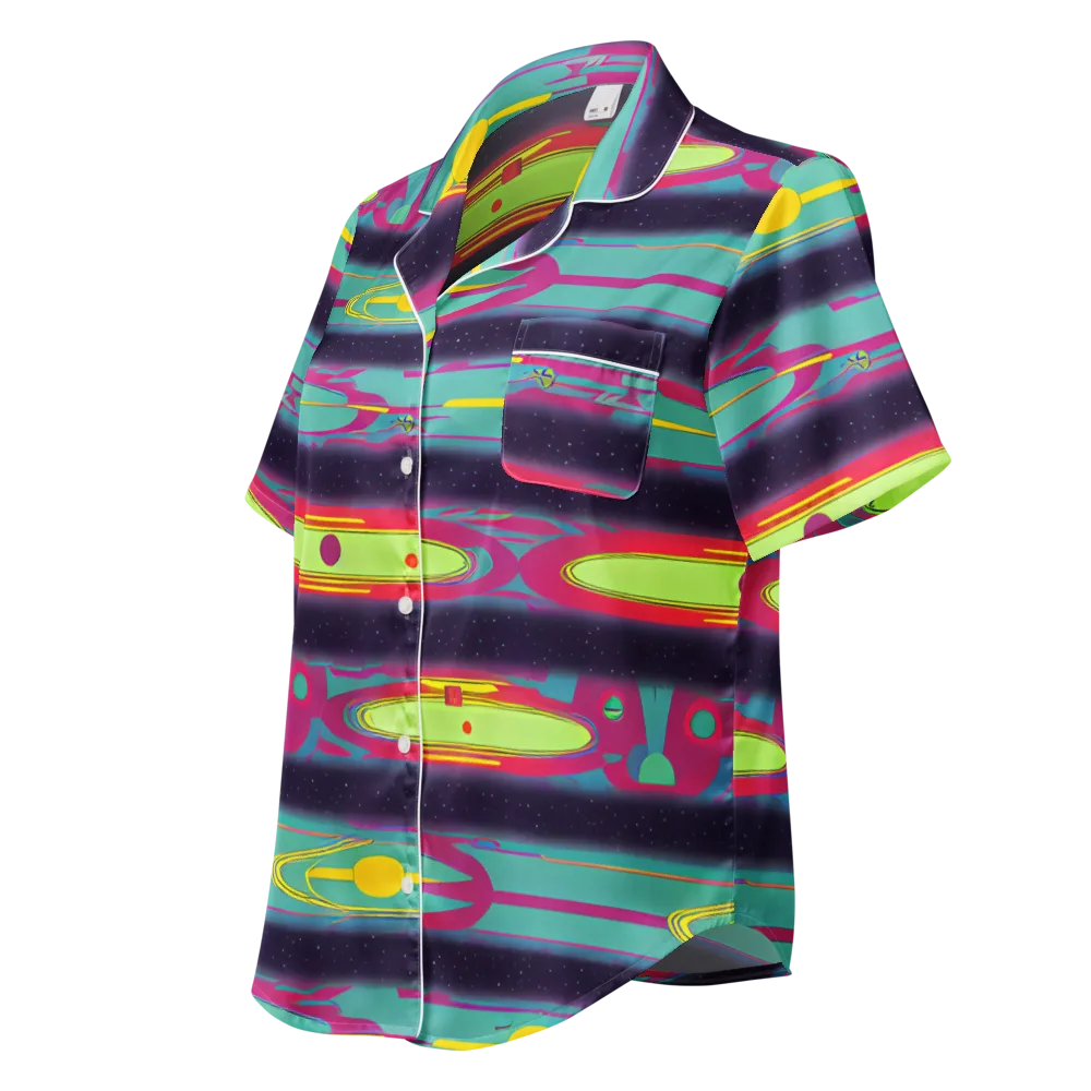 Astro Pop on Women's Short Sleeve Pajama Top — Left Front