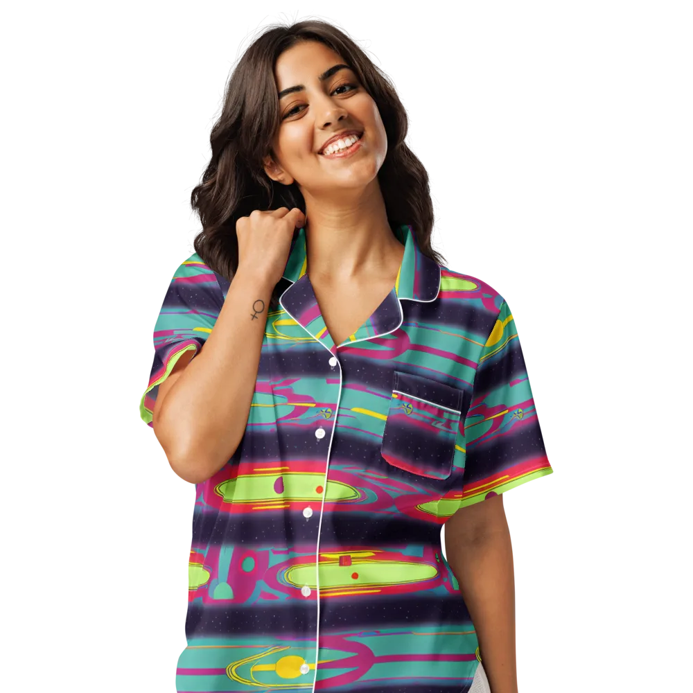 Astro Pop on Women's Short Sleeve Pajama Top — Front