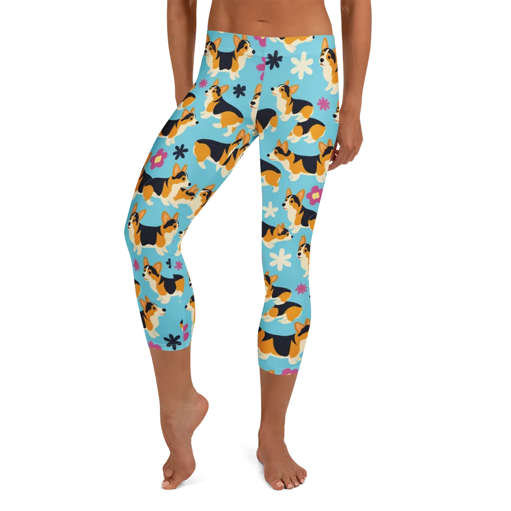 Pembroke Bloom on Capri Leggings — Front