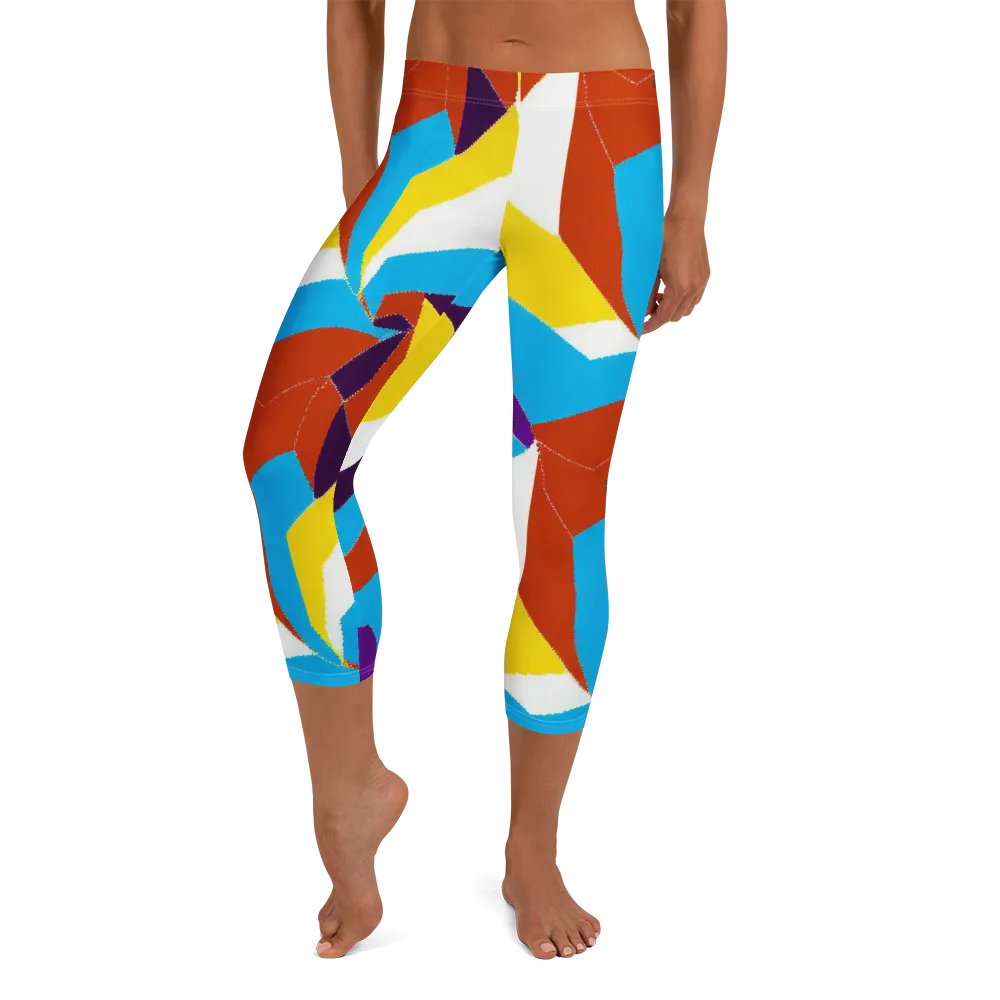 Chromatic Pinwheel on Capri Leggings — Front