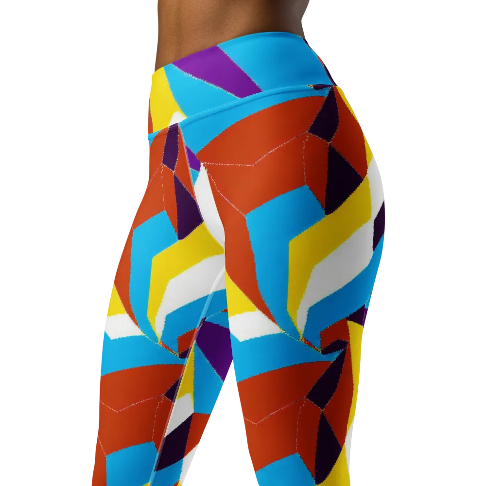 Chromatic Pinwheel on Yoga Leggings — Left Front