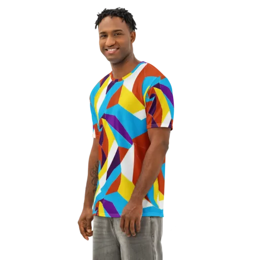 Chromatic Pinwheel on a Men's Cotton Crew Neck T-Shirt