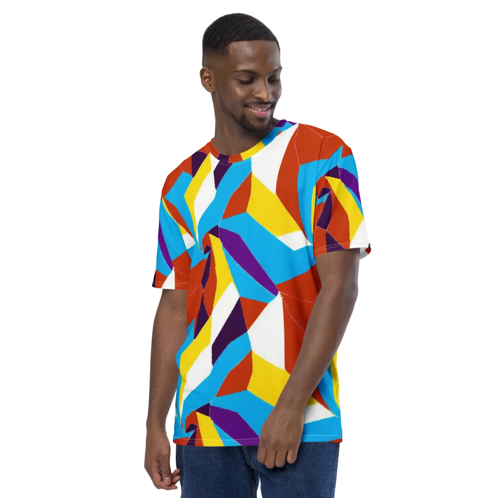 Chromatic Pinwheel on Men's Crew Neck T-Shirt — Left