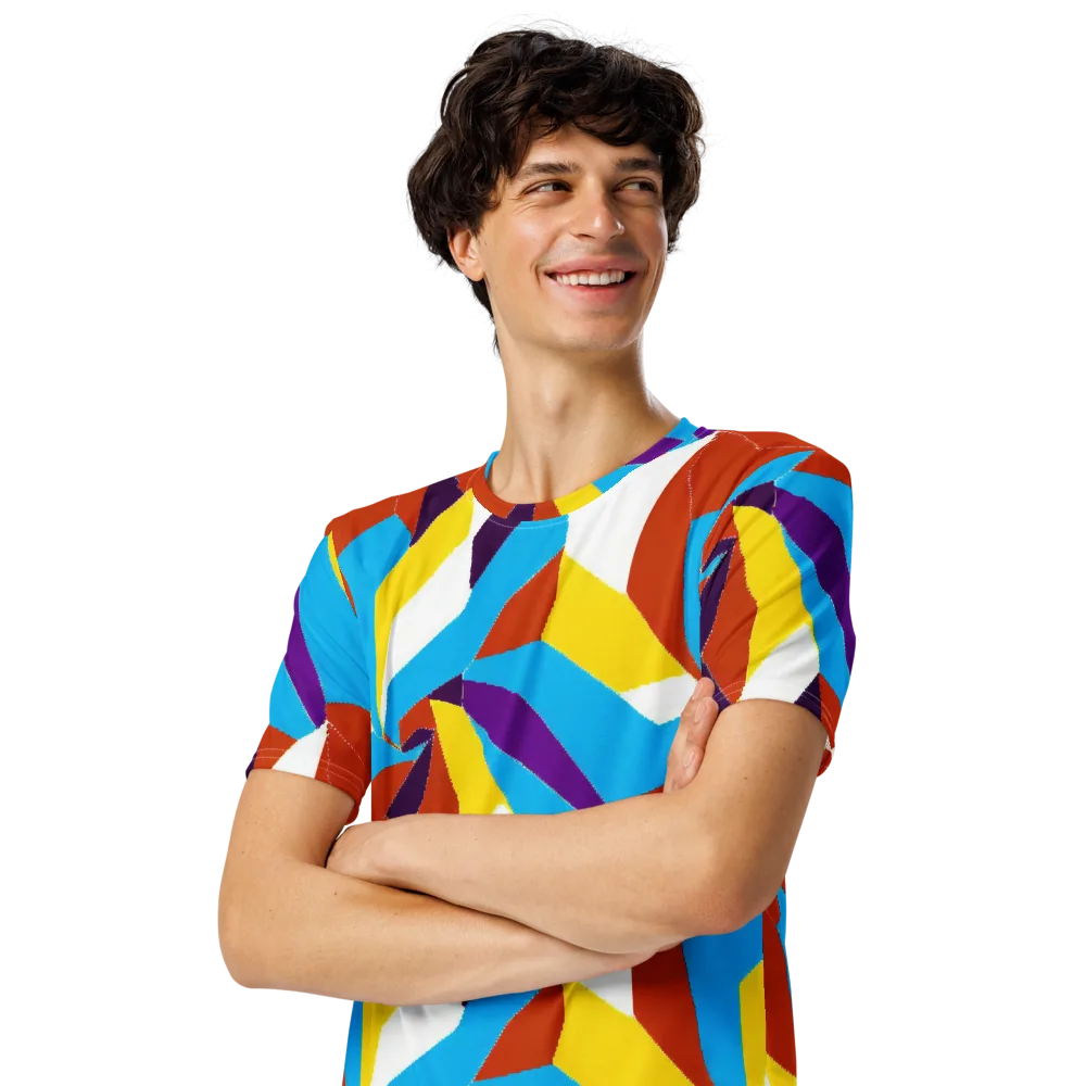 Chromatic Pinwheel on Men's Crew Neck T-Shirt — Left Front