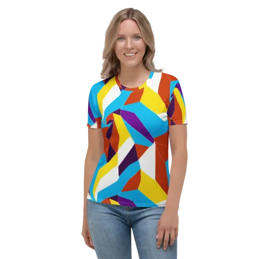 Chromatic Pinwheel on a Women's Crew Neck T-Shirt