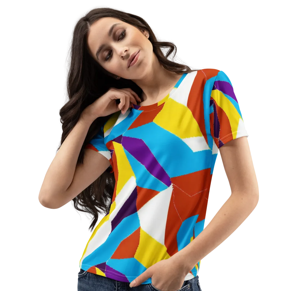 Chromatic Pinwheel on Women's Crew Neck T-Shirt — Left Front