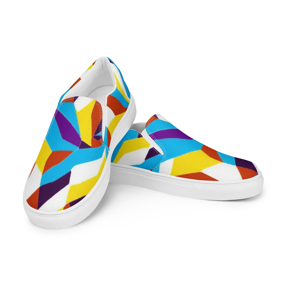 Chromatic Pinwheel on Men's Slip-On Canvas Shoes — Left Front