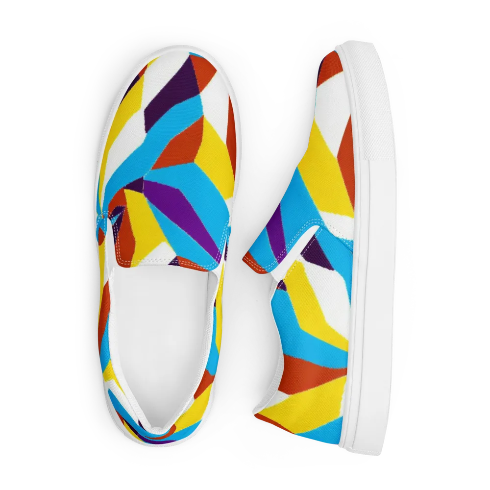 Chromatic Pinwheel on Men's Slip-On Canvas Shoes — Front