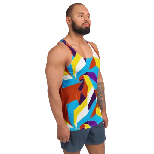 Chromatic Pinwheel on a Men's Tank Top