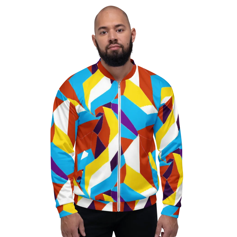 Chromatic Pinwheel on Bomber Jacket — Front