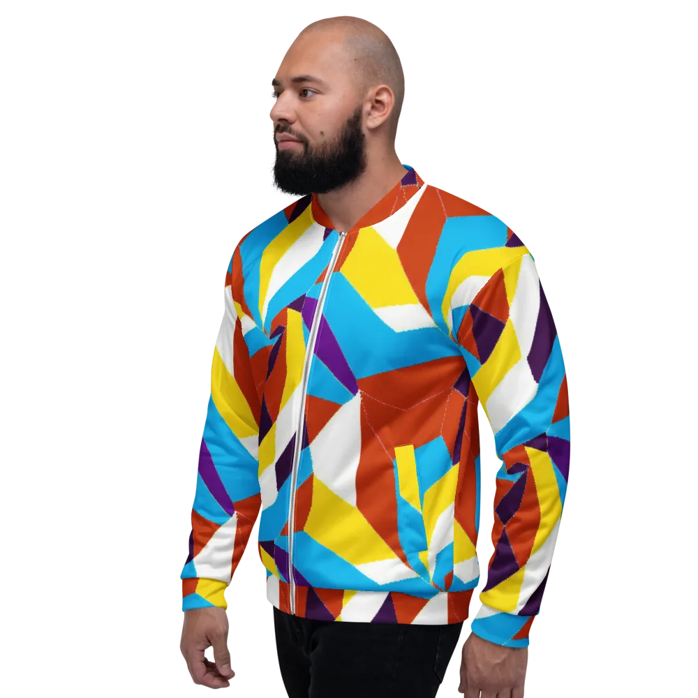 Chromatic Pinwheel on Bomber Jacket — Left