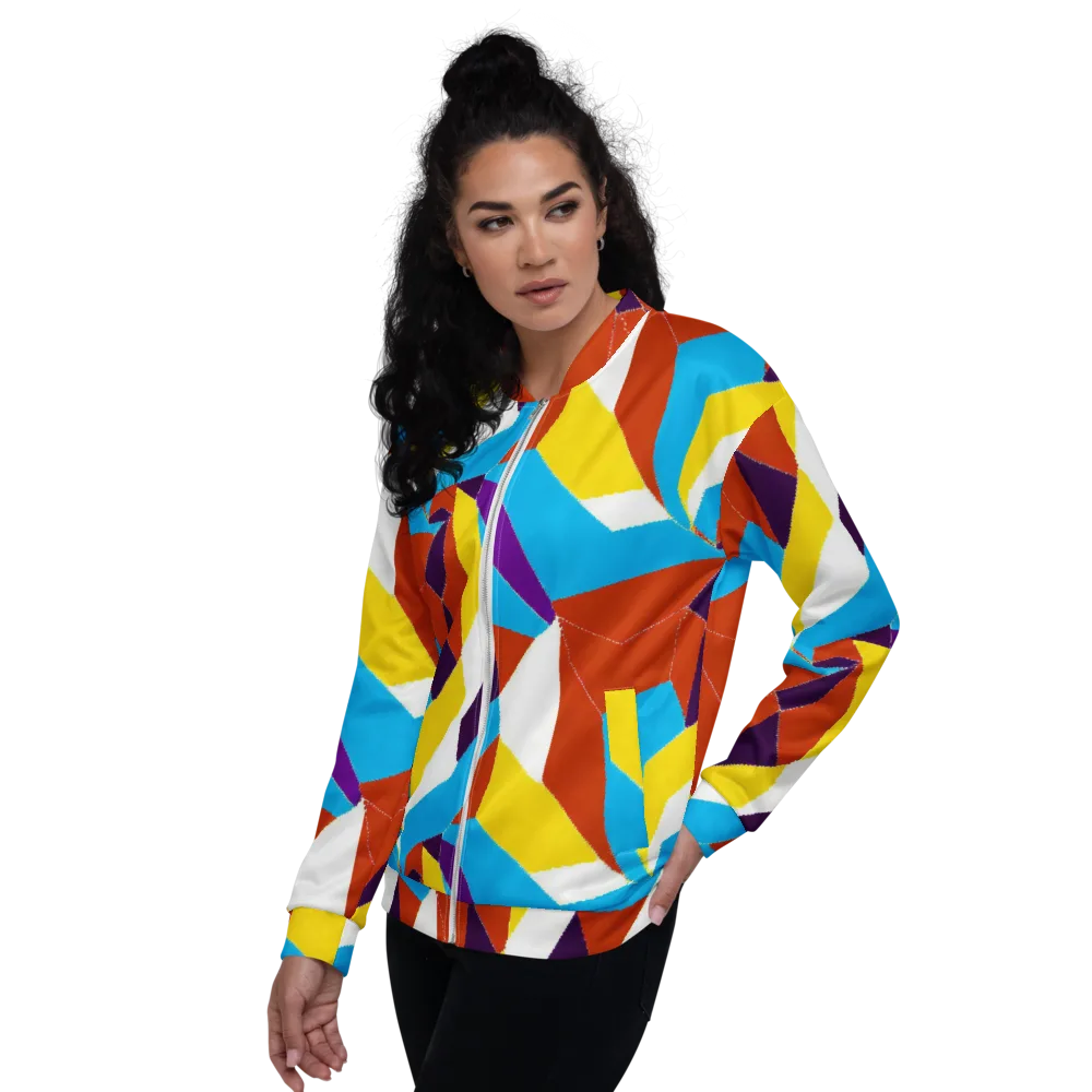 Chromatic Pinwheel on Bomber Jacket — Left