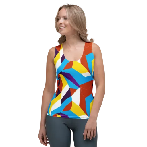 Chromatic Pinwheel on a Women's Tank Top