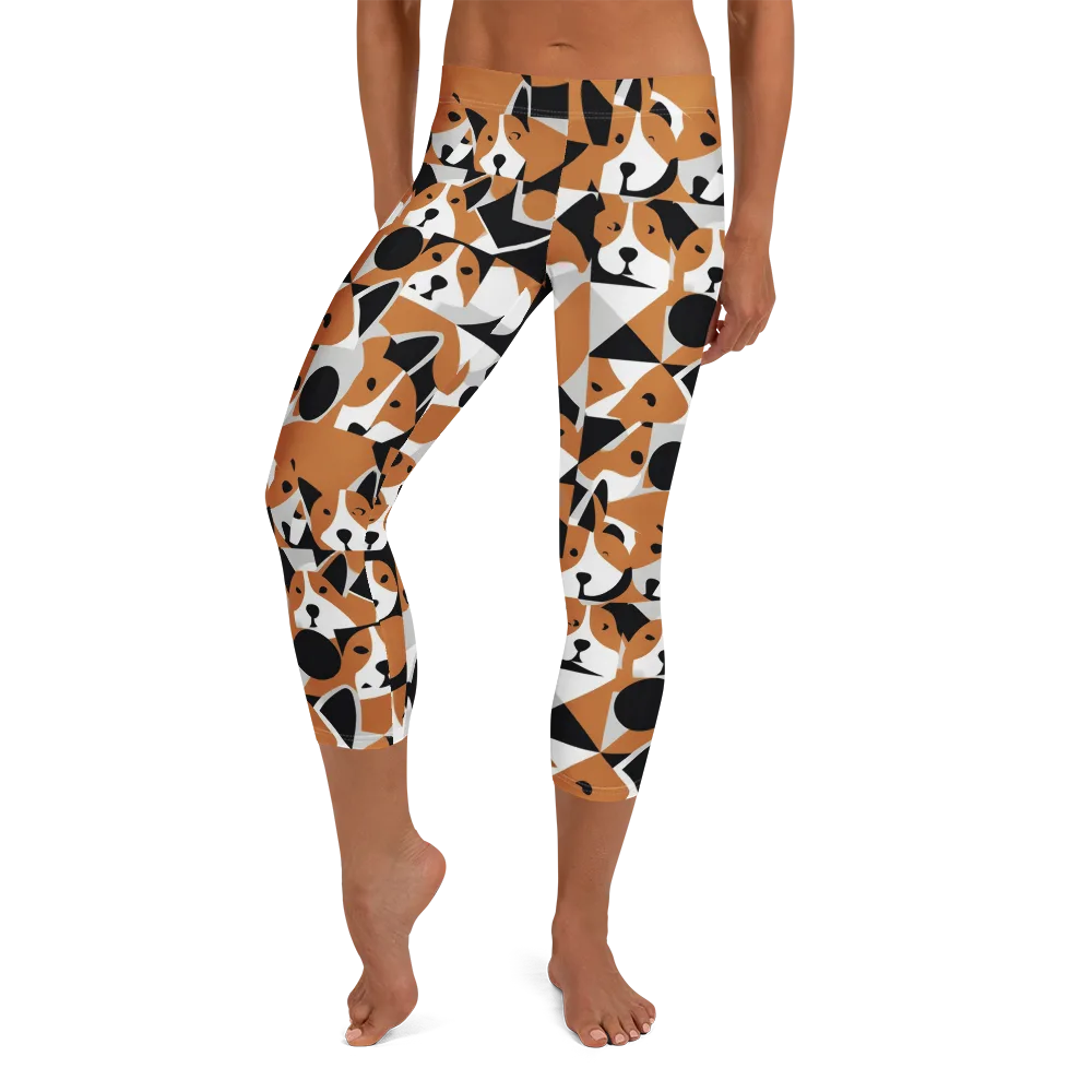 Copper Canine Circuit on Capri Leggings — Front