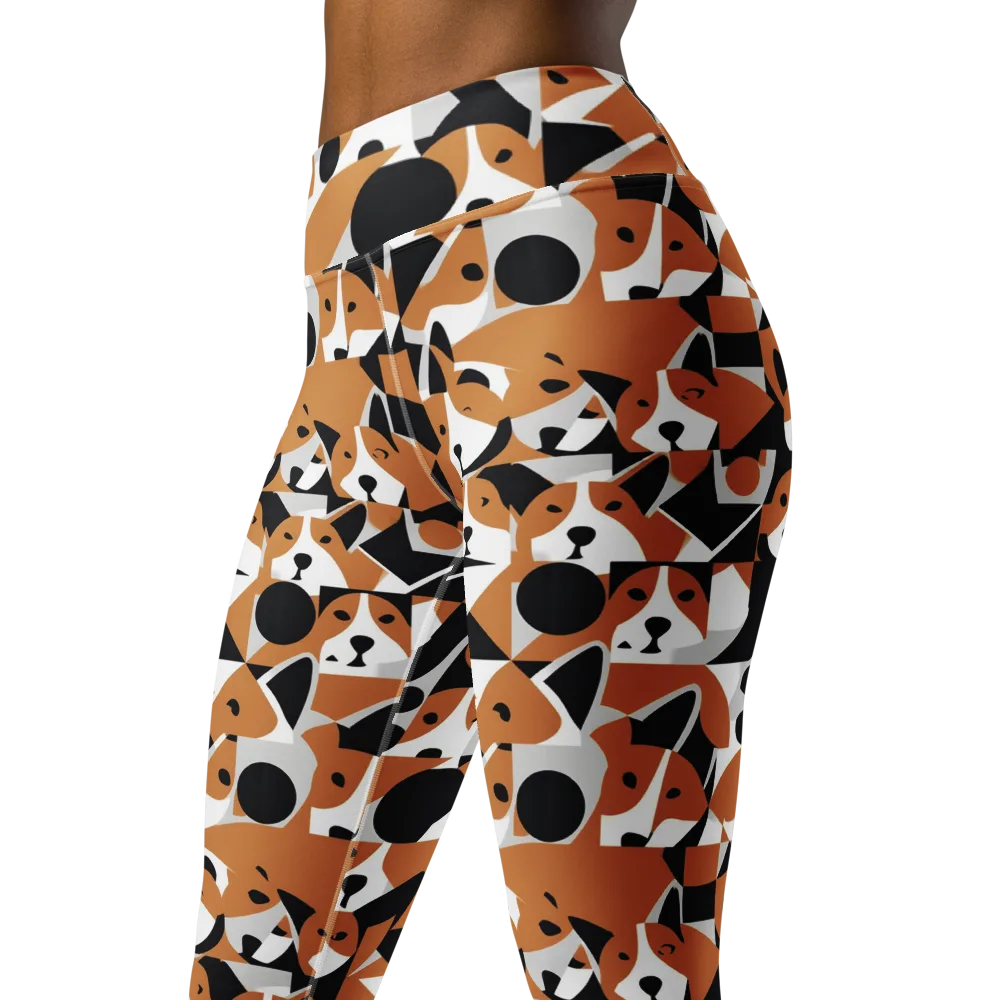 Copper Canine Circuit on Yoga Leggings — Left Front