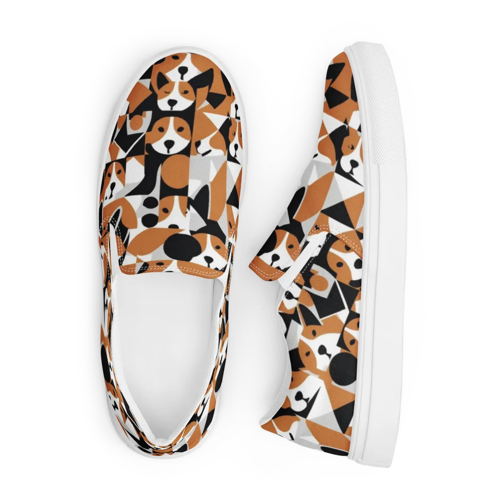 Copper Canine Circuit on Men's Slip-On Canvas Shoes — Front