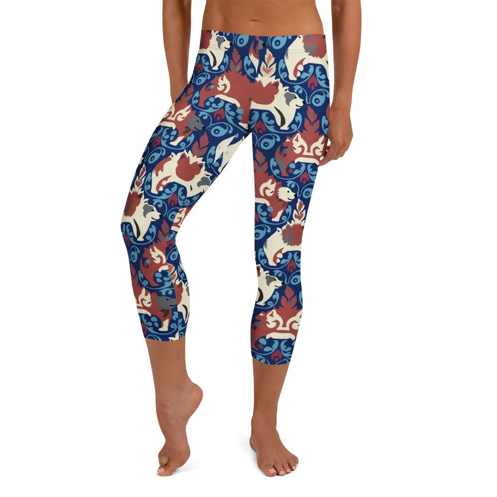 Foxglove Folklore on Capri Leggings — Front