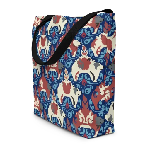 Foxglove Folklore on a Large Tote Bag W/ Pocket