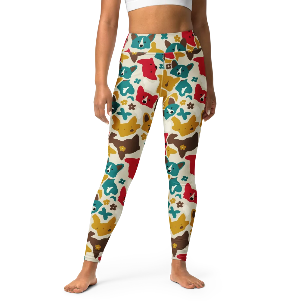 Foxglove Pals on Yoga Leggings — Front